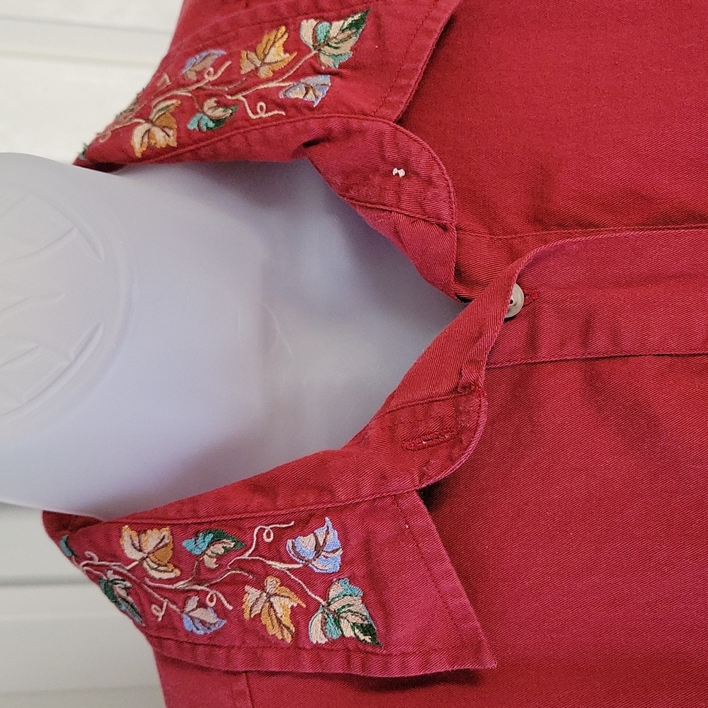 Orvis button down blouse red rust color long sleeve sz XL. - Picture 2 of 6